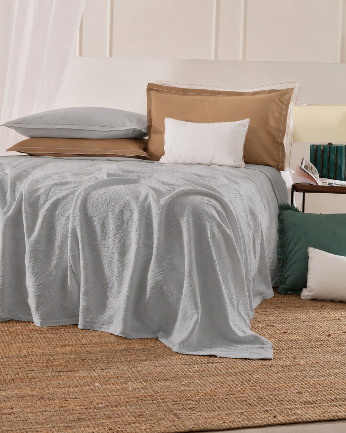Copriletto Cotone Jacquard AMAROSA Letto Riviera Matrimoniale 260 x 260 Salvia