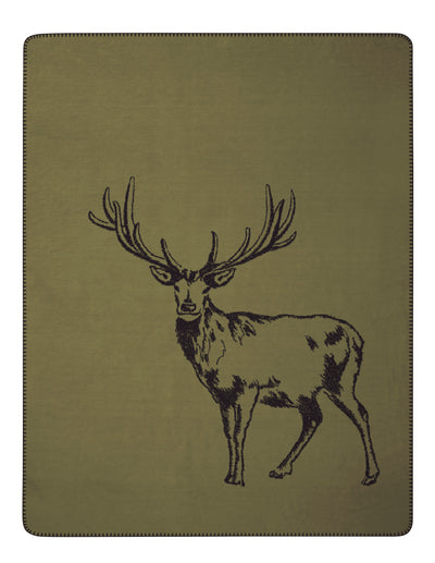 Plaid Reversibile in Caldo Cotone DEER GREEN Soggiorno Borbo