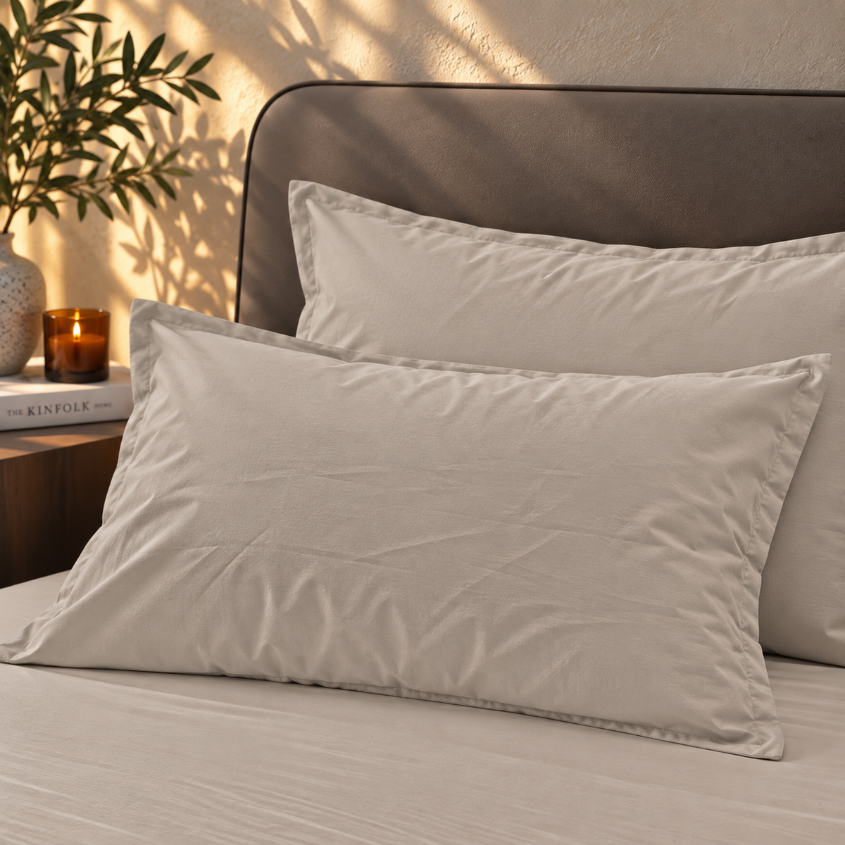 Coppia Federe Cotone No-Stiro ESSENZIALE Letto Moreali Tessile Casa 50 x 80 cm Deserto