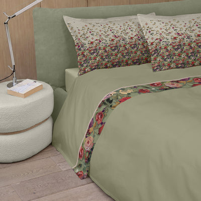 Completo Lenzuola Flanella Cotone Fazzini NETTARE Letto Fazzini Matrimoniale Verde