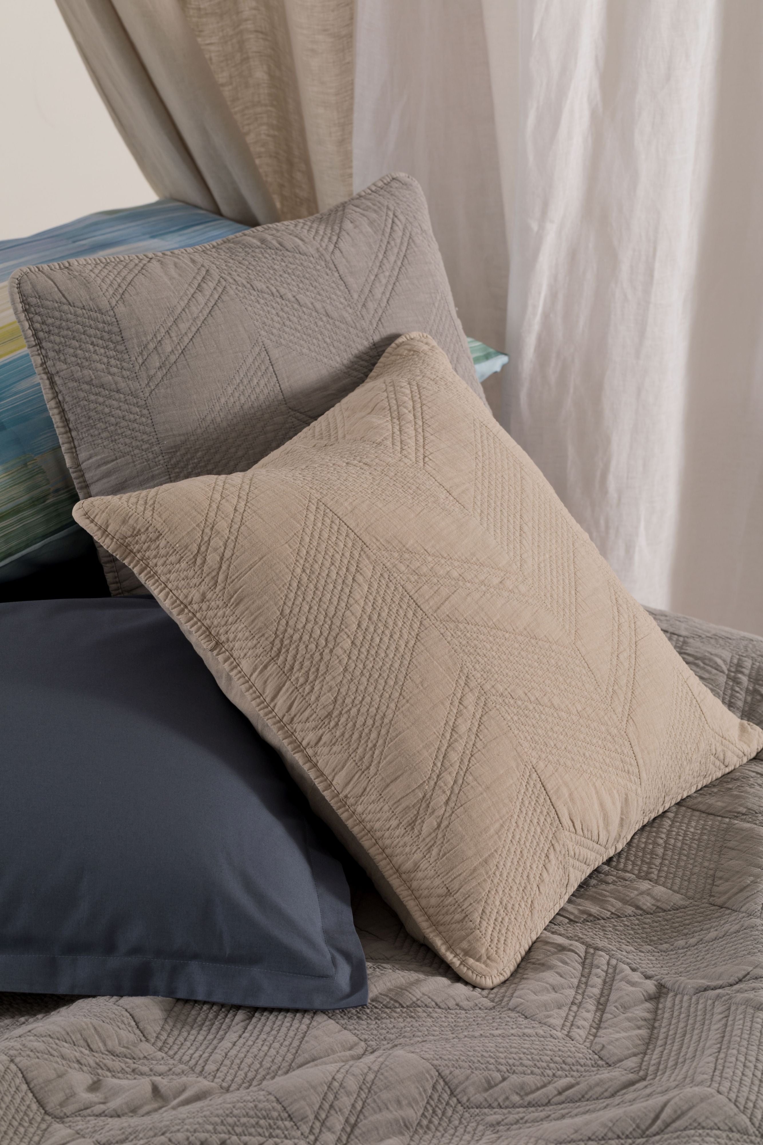 Trapuntino Ricamato Cotone Stone Washed ALCIS Letto Riviera