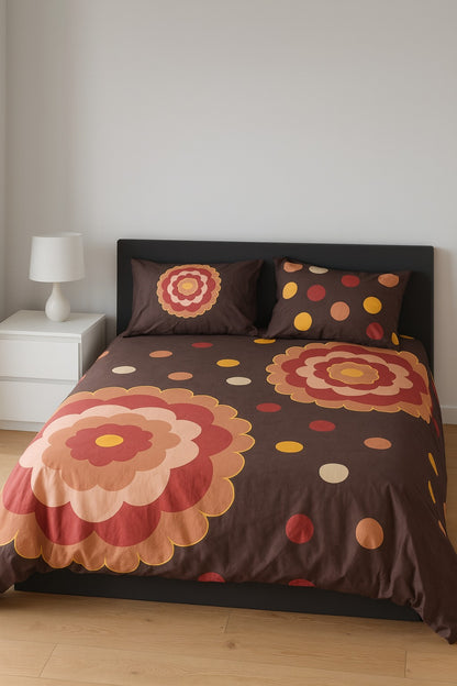 Parure Copripiumino Stampa Digitale BIG FLOWERS Letto Moreali Tessile Casa Matrimoniale Corteccia