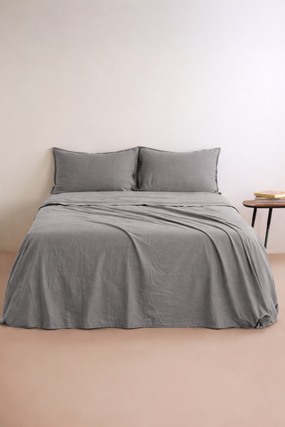 Parure Lenzuola No-Stiro NIRANO Letto Moreali Tessile Casa Matrimoniale Grigio