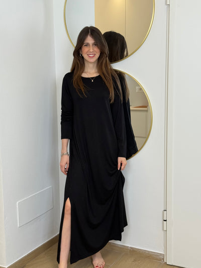 Abito Donna Viscosa Lungo Abbigliamento Moreali Tessile Casa S Nero