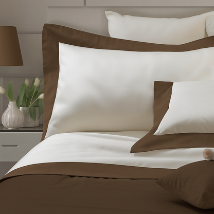 Parure Lenzuola Bordo Raso Luxury Letto Moreali Tessile Casa Matrimoniale Cioccolato