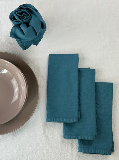 Set 4 Tovaglioli No-Stiro Cotone STONE Cucina Moreali Tessile Casa 50 x 50 cm Ottanio