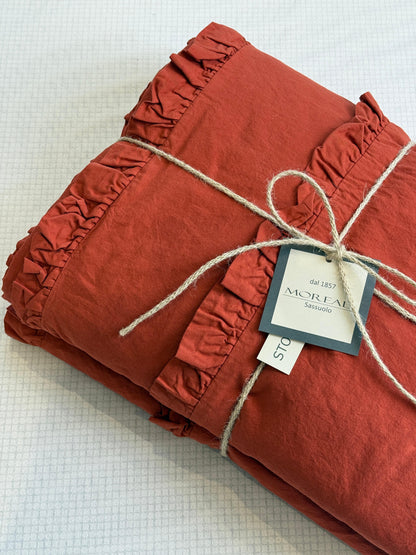 Parure Copripiumino No-Stiro DOPPIA FRAPPINA Letto Moreali Tessile Casa Matrimoniale Terra