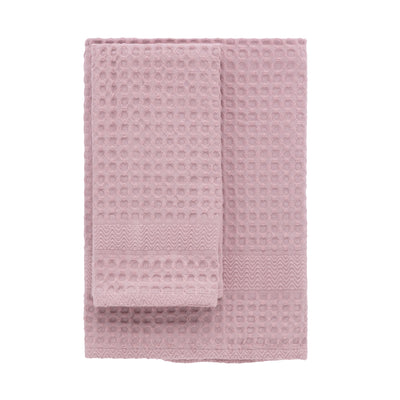 FINE SERIE Set Asciugamani Soft Apone Jacquard Bagno Moreali Tessile Casa 55 x 130 / 38 x 56 Malva