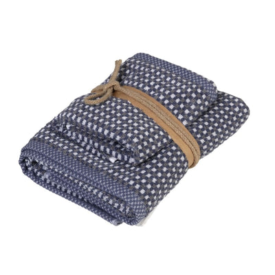 Coppia Asciugamani Square Bagno Fazzini 60 x 110 / 40 x 60 Blu/Grigio