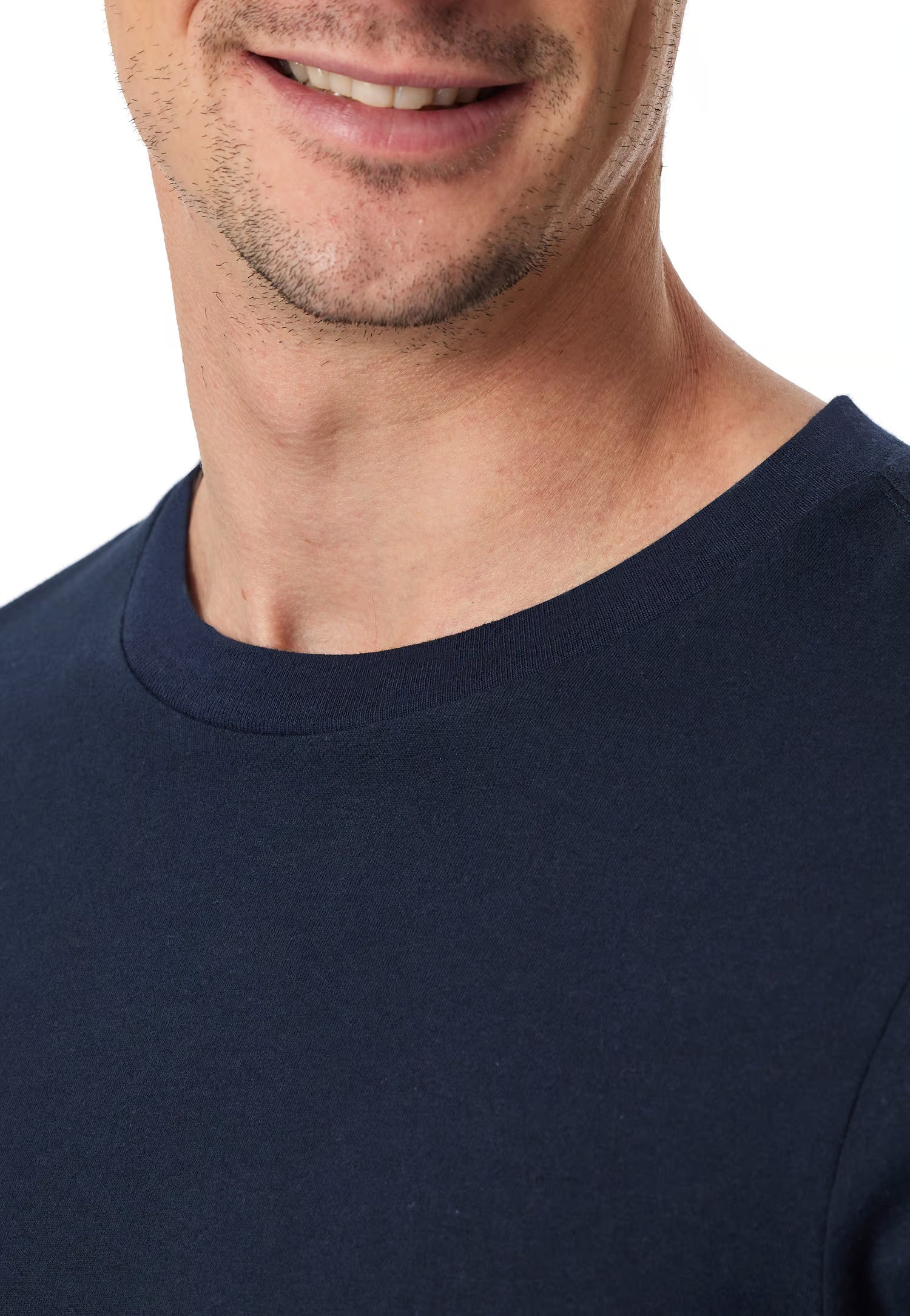 Maglietta Manica Lunga Uomo Cotone Blu Notte Abbigliamento Schiesser