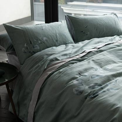 Parure Copripiumino Raso 300TC Alfie Letto Galizzi Matrimoniale Verde Acqua