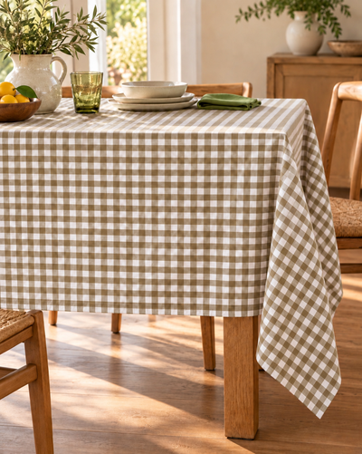 Tovaglia Quadri Tinto Filo DELLA NONNA Cucina Moreali Tessile Casa 140 x 180 Tortora v.01