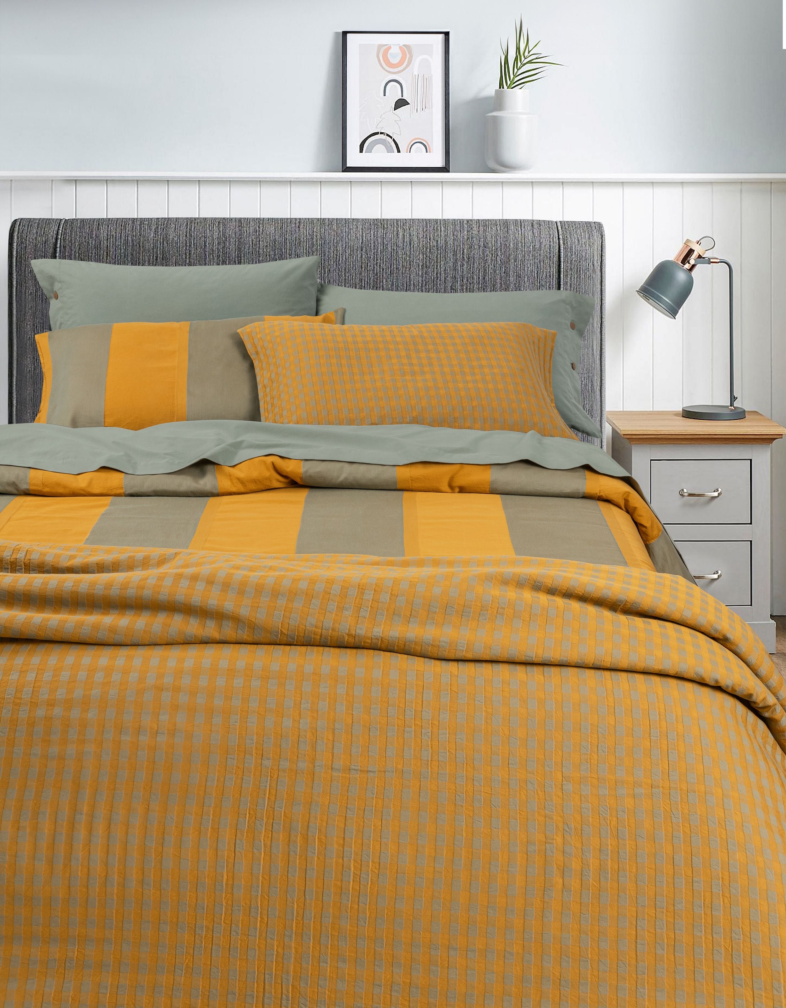 Parure Copripiumino Tinto Filo QUADRETTI Letto Sisu