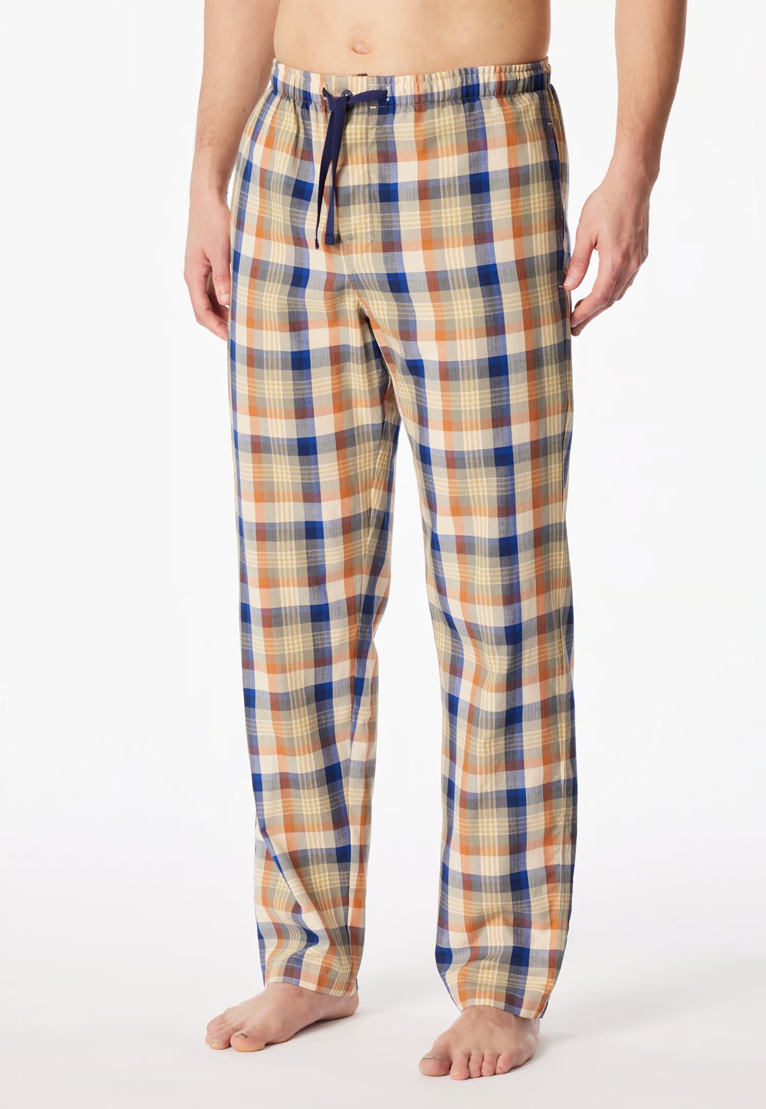 Pantaloni Uomo Cotone Quadretti Beige Abbigliamento Schiesser