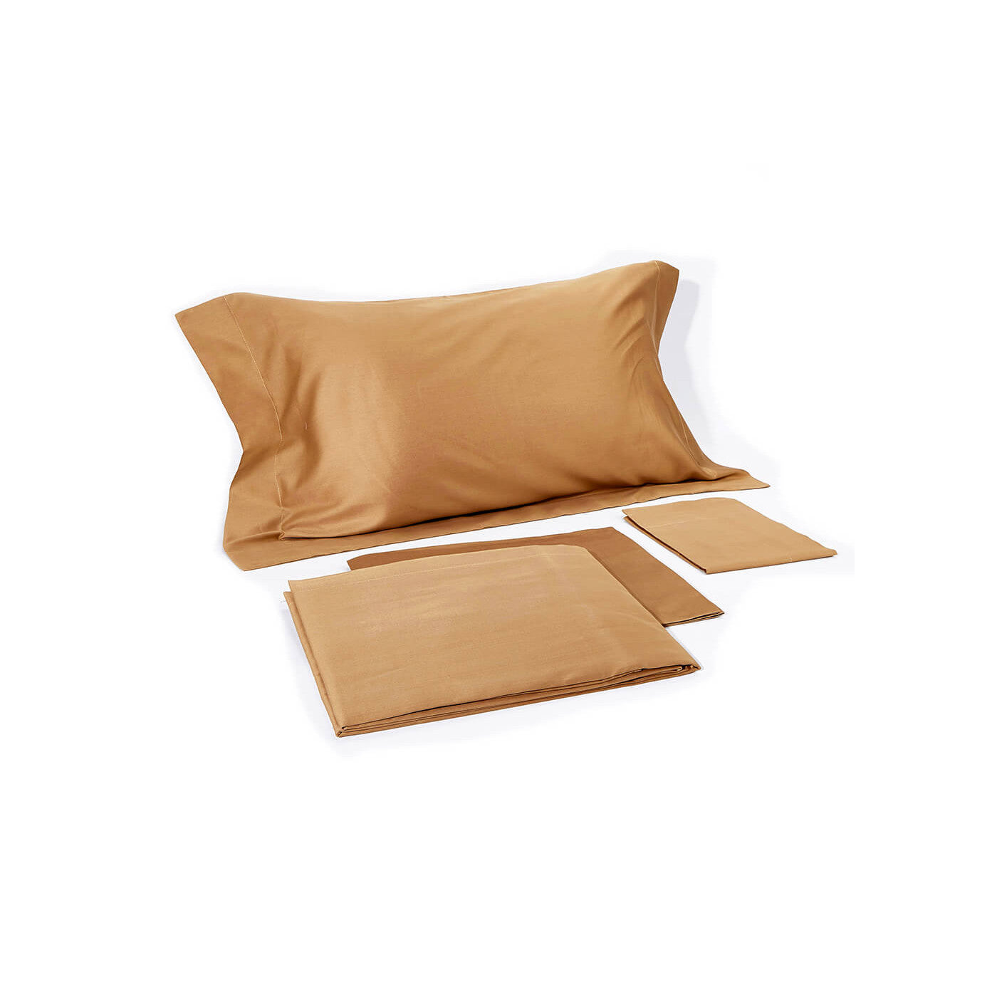 Completo Lenzuola Raso Satin Elegance Letto Moreali Tessile Casa Matrimoniale Caramello