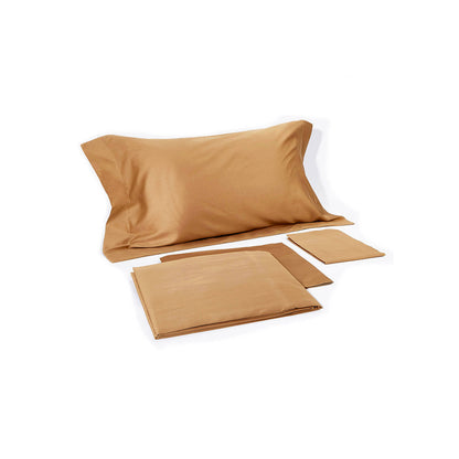 Completo Lenzuola Raso Satin Elegance Letto Moreali Tessile Casa Matrimoniale Caramello
