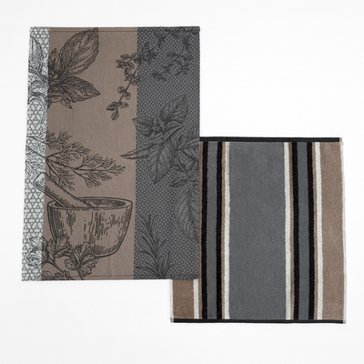 Set Canovacci Tela+Spugna AROMA Cucina Moreali Tessile Casa 70x50 + 50x50 Tortora