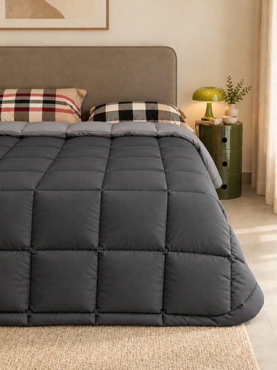 Trapunta Tinta Unita Double PIUMINO D'OCA Letto Cinelli Medio 220 g/mq Antracite/Grigio