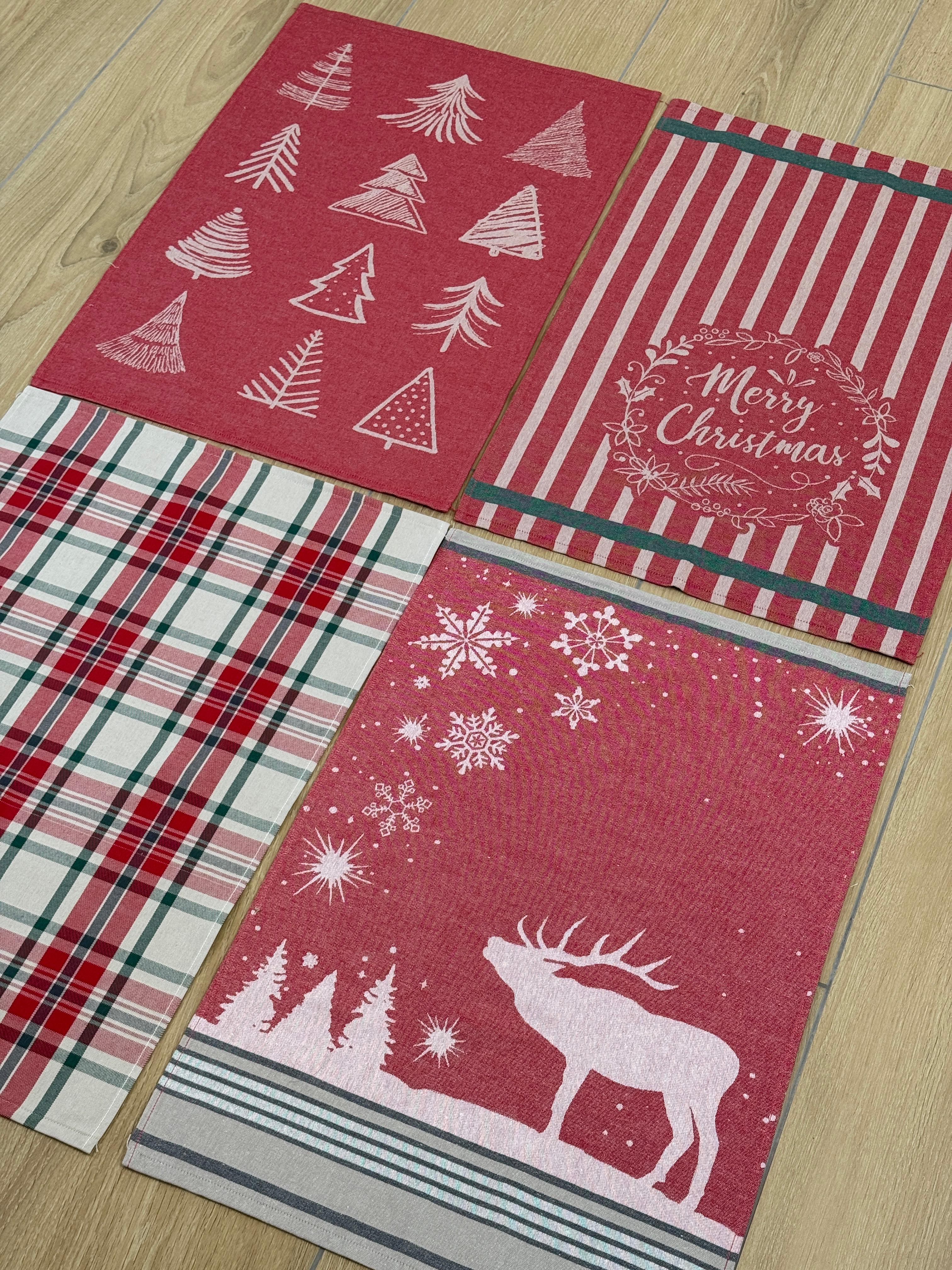Set 4 Canovacci Cotone CHRISTMAS Rosso Cucina Moreali Tessile Casa