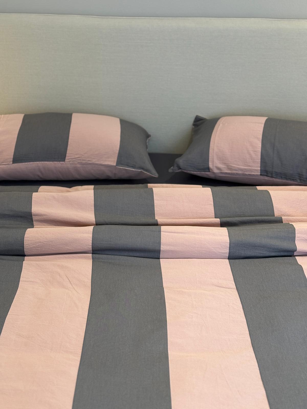 Parure Copripiumino Tinto Filo RIGONE Letto Sisu