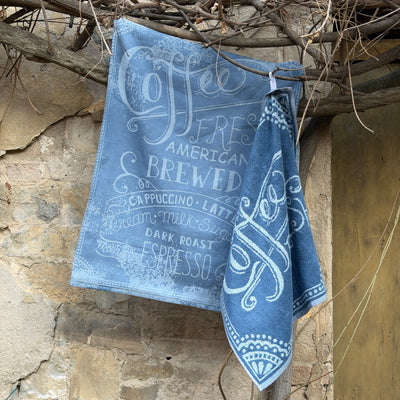 Set Canovacci Tela+Spugna COFFEE Cucina Moreali Tessile Casa 70x50 + 50x50 Denim