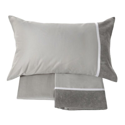 Completo Lenzuola Percalle GALUCHAT Letto Fazzini Matrimoniale Grigio