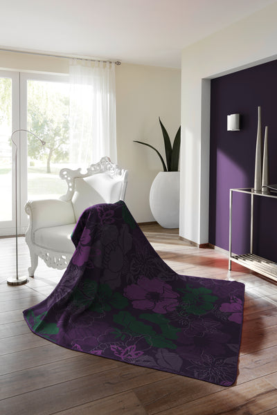 Plaid Caldo Cotone Flower Field Blackberry Soggiorno Borbo 150 x 200 Mirtillo