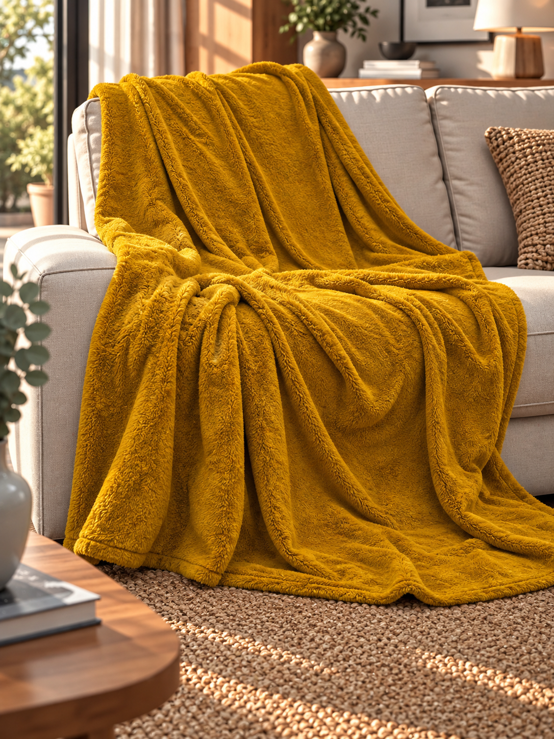 Plaid Extra Soft COCCOLA Soggiorno Moreali Tessile Casa Plaid 150 x 180 Senape R577