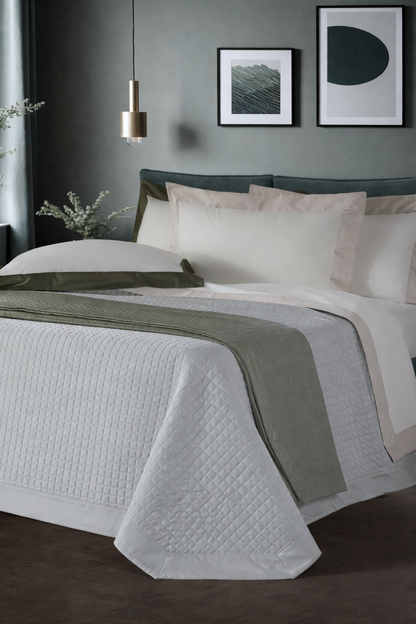 Trapuntino Raso di Cotone Luxury Letto Moreali Tessile Casa Matrimoniale 270 x 270 Grigio Perla