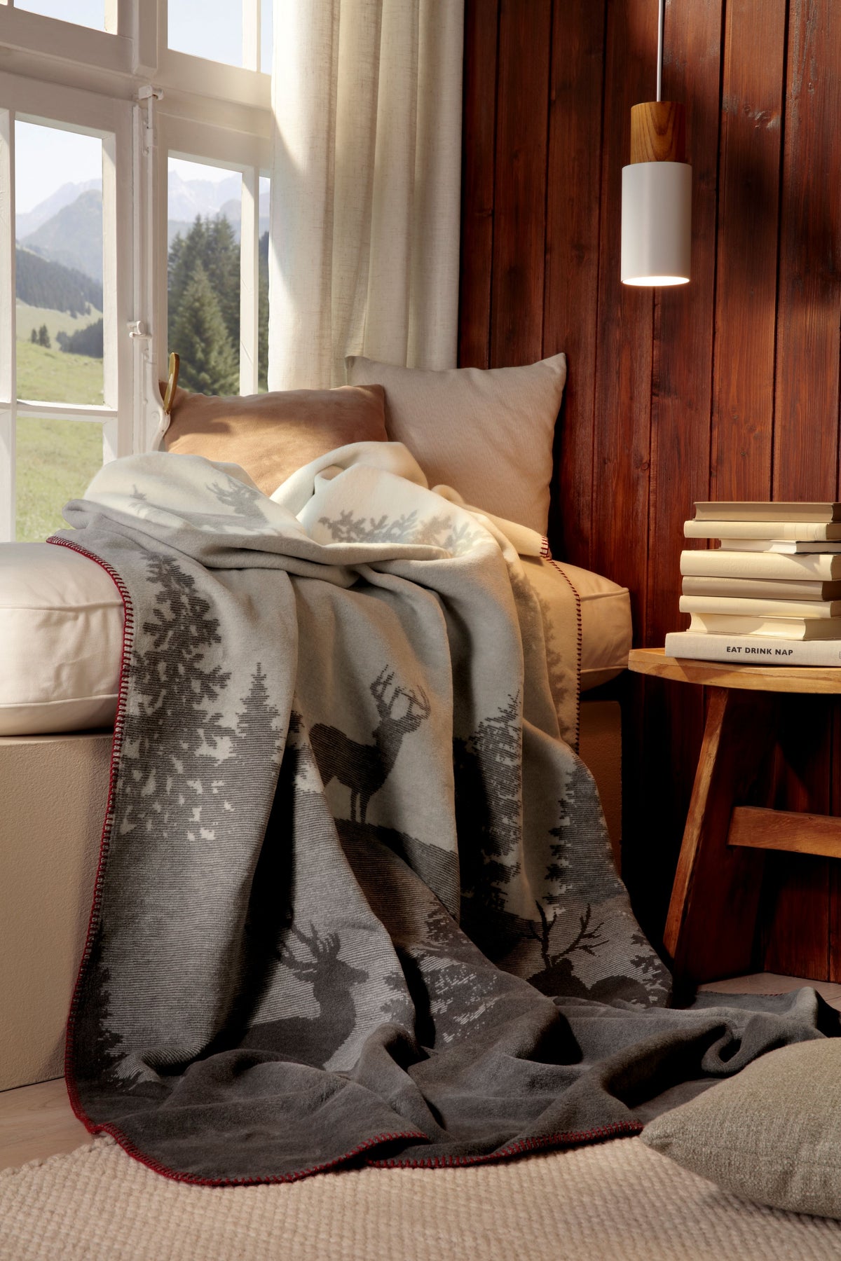 Plaid in Caldo Cotone DEERLIGHT Soggiorno Borbo Plaid 150 x 200 Naturale