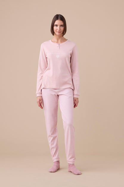 Pigiama Donna Caldo Cotone Amour Bonjour Abbigliamento noidinotte XS Rosa
