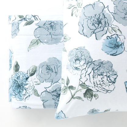 Completo Lenzuola Flanella Cotone Stampato Hermosa Letto Riviera Matrimoniale Azzurro