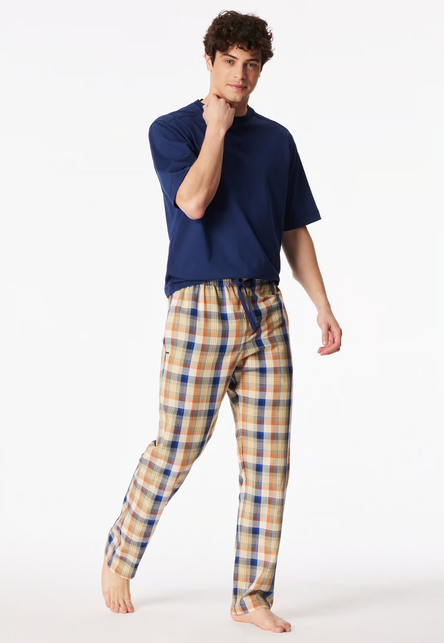 Pantaloni Uomo Cotone Quadretti Beige Abbigliamento Schiesser S Beige