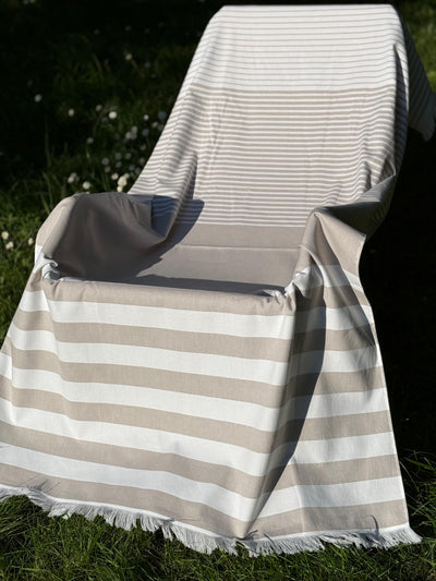 Telo Mare Spugna e Cotone Righe Neutre Bagno Moreali Tessile Casa 100 x 180 Corda