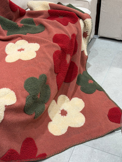 Plaid Lana Cotta Italiana POP ART FLOWERS Soggiorno Moreali Tessile Casa