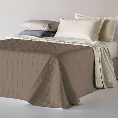 Trapuntino in Microfibra Bicolore PASSEPARTOUT Letto Riviera Matrimoniale 260 x 260 Beige Corda