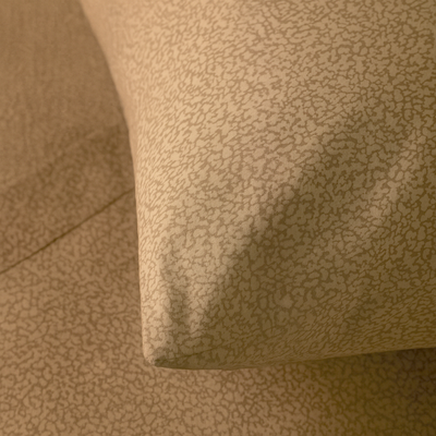 POPUP - Completo Lenzuola Flanella Cotone Stampato Cloudette Letto Riviera Singolo Tortora