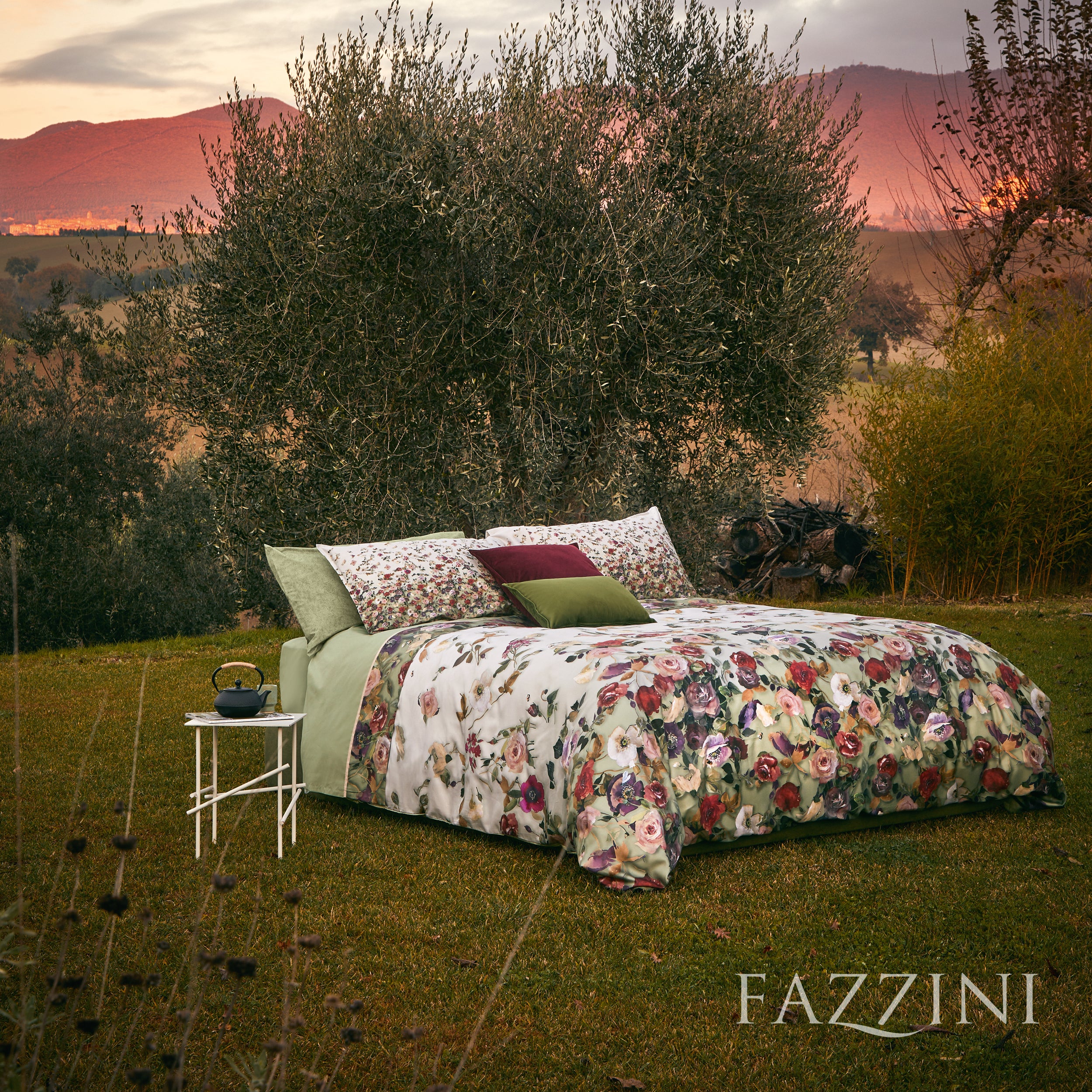 Completo Lenzuola Raso 300 Fili NETTARE Letto Fazzini