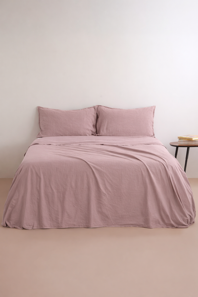 Parure Lenzuola No-Stiro NIRANO Letto Moreali Tessile Casa Matrimoniale Rosa Tenue