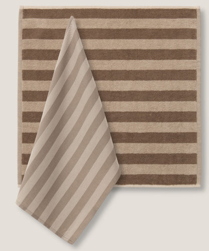 Set Canovacci Tela+Spugna RIGHE Cucina Moreali Tessile Casa 50 x 70 / 50 x 50 Tortora