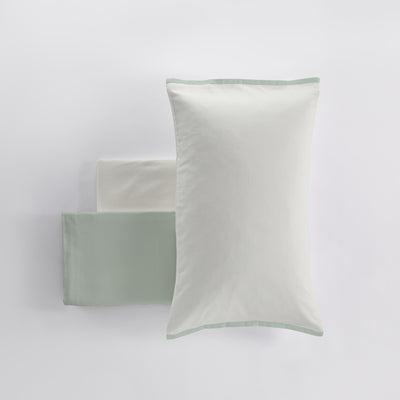 POPUP - Completo Lenzuola Caldo Cotone BICOLOR Letto Cogal Piazza e Mezzo Verde Cedro