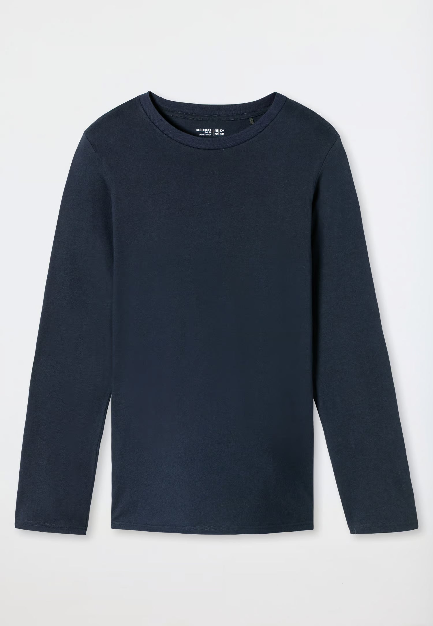 Maglietta Manica Lunga Uomo Cotone Blu Notte Abbigliamento Schiesser