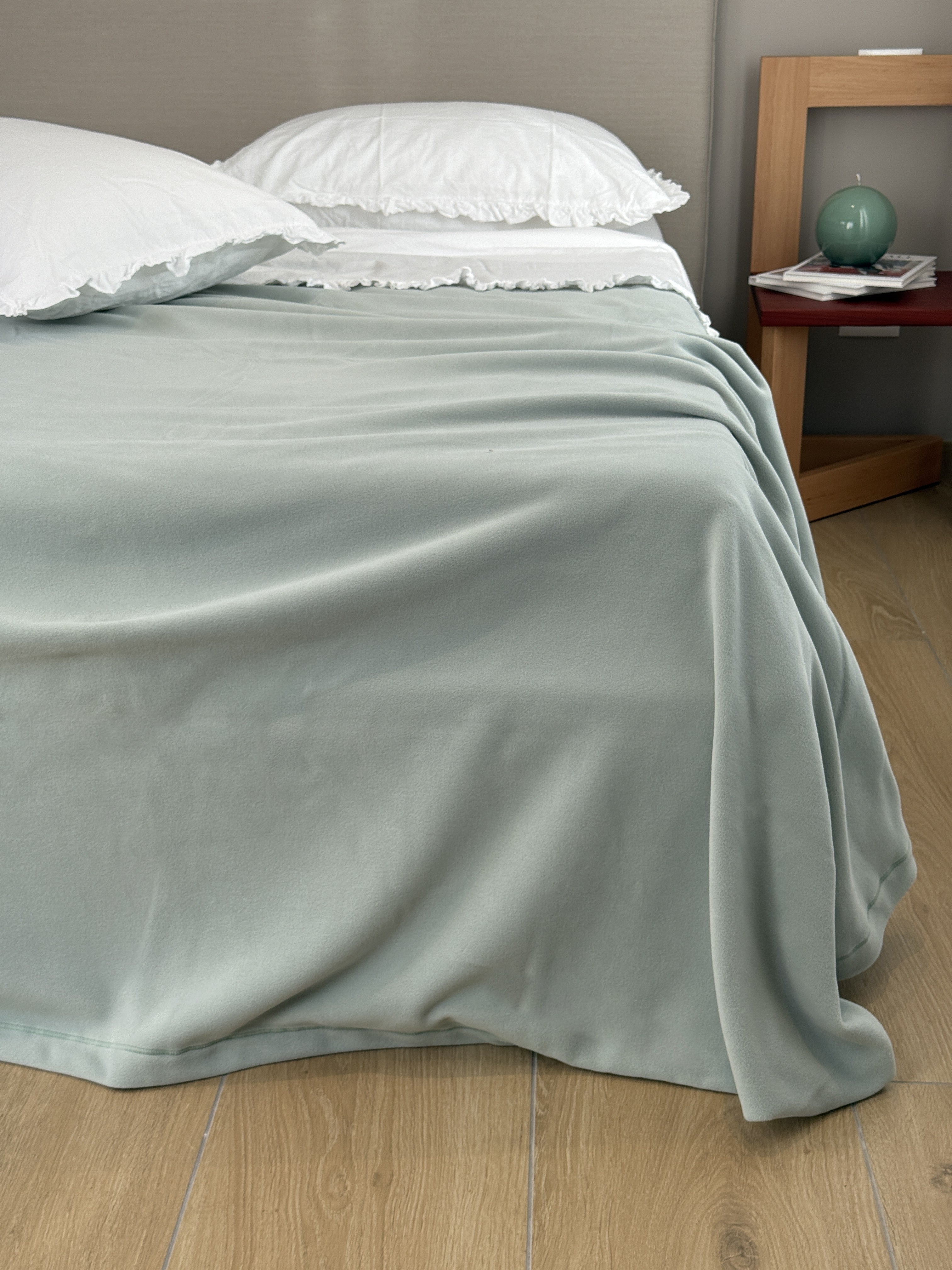 Coperta Pile Battuto ABBRACCIO Soggiorno Moreali Tessile Casa Matrimoniale 250 x 210 Verde Salvia