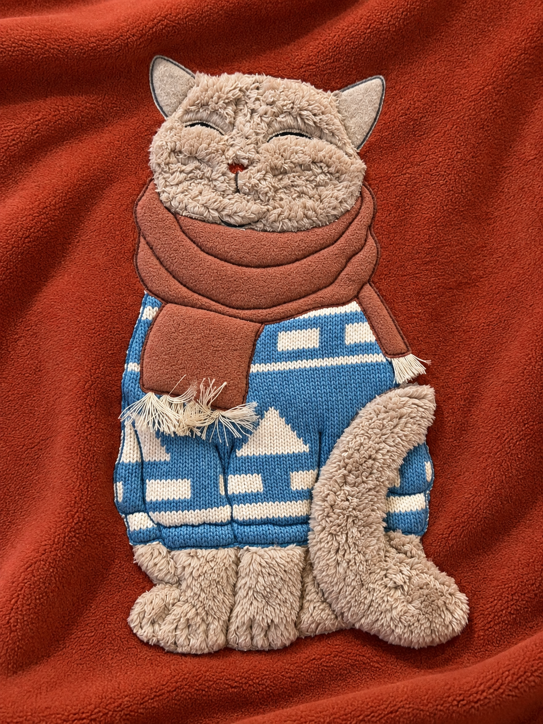 Plaid Pile Battuto Ricamato GATTO CON SCIARPA Soggiorno Maryplaid