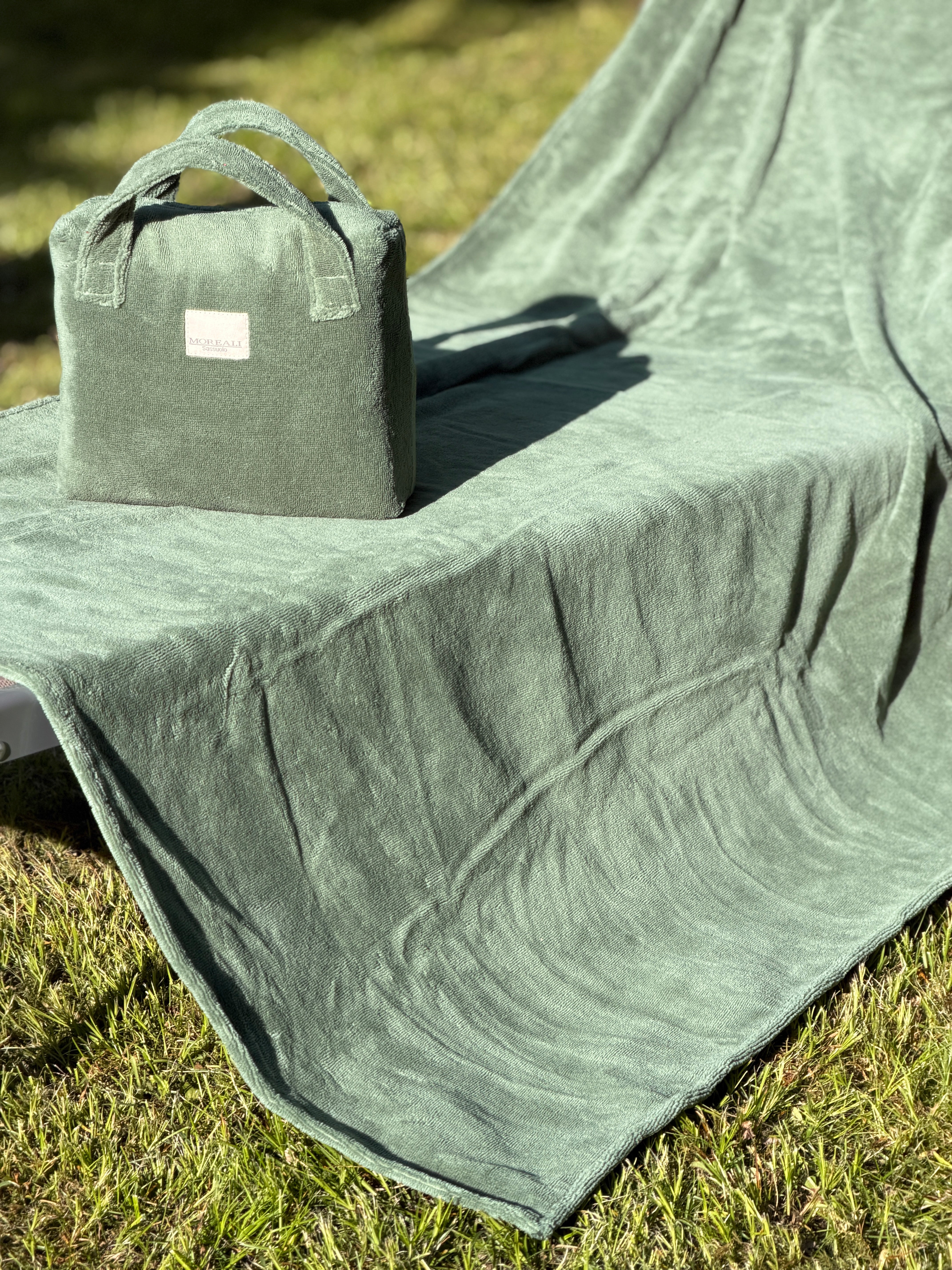 Telo Mare/Doccia + Bag BAMBOO Bagno Moreali Tessile Casa 100 x 180 Verde