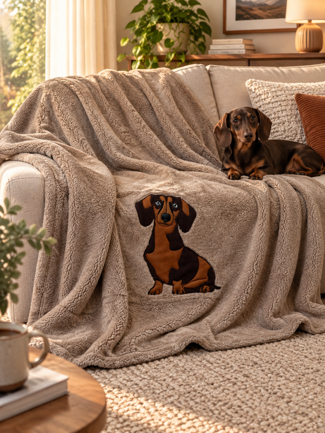 Plaid Pile Coccola Ricamato BASSOTTO Soggiorno Maryplaid 150 x 180 Deserto
