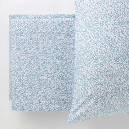 Completo Lenzuola Flanella Cotone Stampato Cloudette Letto Riviera Matrimoniale Ottanio