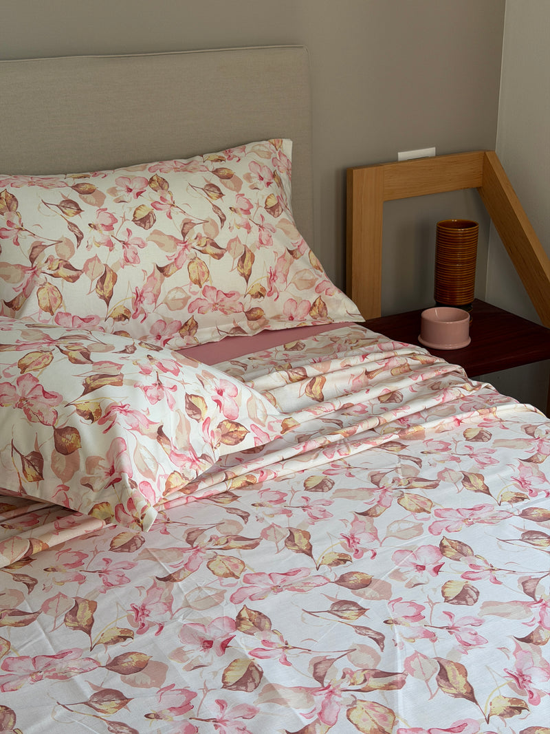 POPUP - Completo Lenzuola Percalle Stampato VALZER Letto Cotonissimo Matrimoniale Var.7 Rosa