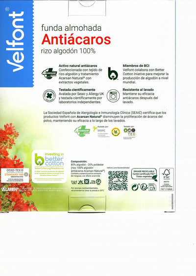 Copriguanciale in Spugna Antiacaro Acarsan® Materasso Velfont