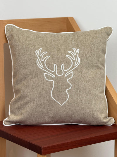 Cuscino Arredo Piping Christmas Reindeer Soggiorno Moreali Tessile Casa 45 x 45 Tortora